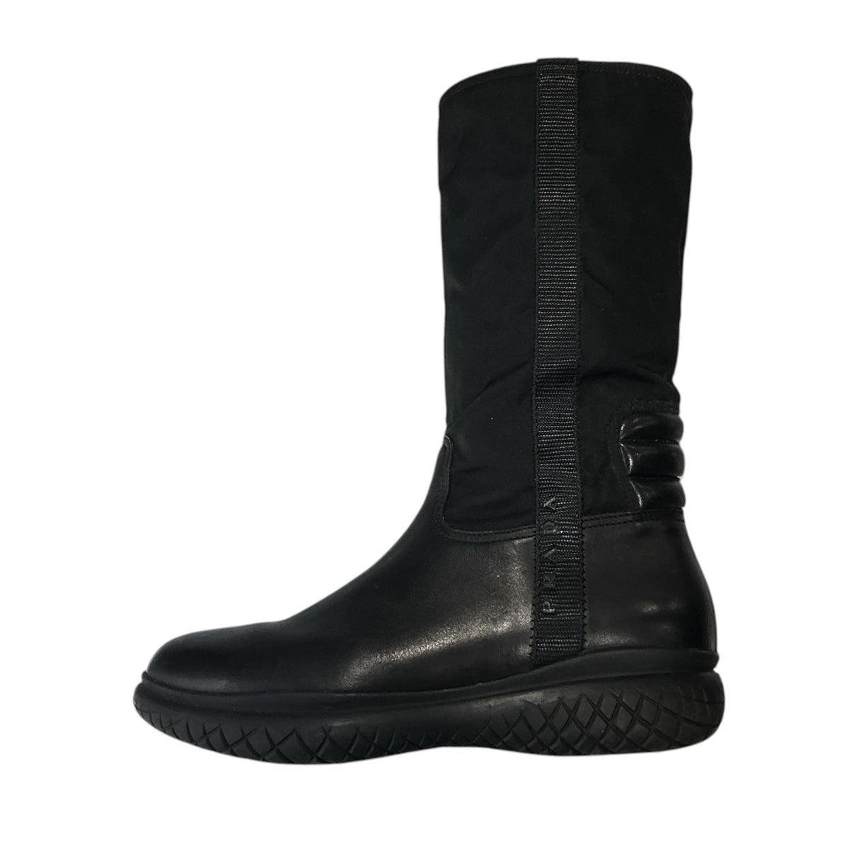PRADA SPORTS BLACK NYLON LEATHER BOOTS