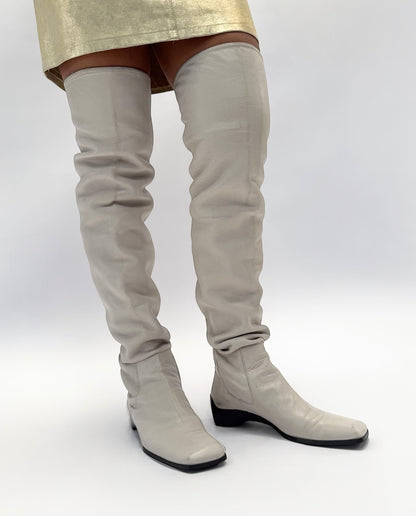PRADA LEATHER HIGH KNEE BOOTS