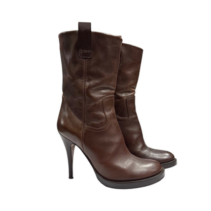 HAIDER ACKERMANN WESTERN BROWN LEATHER BOOTS
