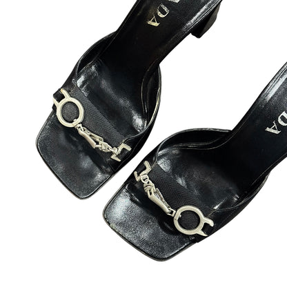 PRADA BLACK CHAIN HEELS