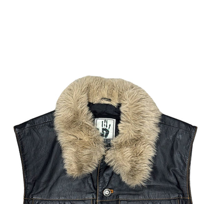 GAULTIER JEAN’S DARK BROWN LEATHER FUR VEST