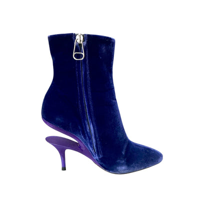 MAISON MARGIELA PURPLE VELVET CUT OUT HEELS BOOTS