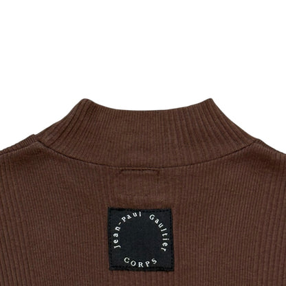 JEAN PAUL GAULTIER BROWN RIBBED KNIT BODYSUIT
