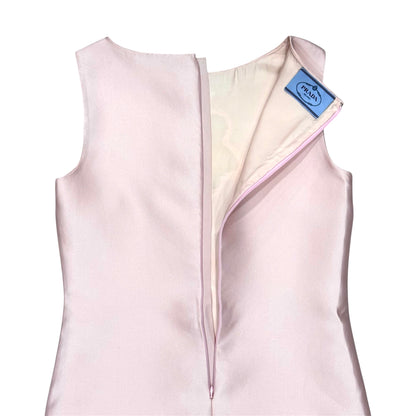 PRADA PINK SILK FLOWER MOTIF DRESS