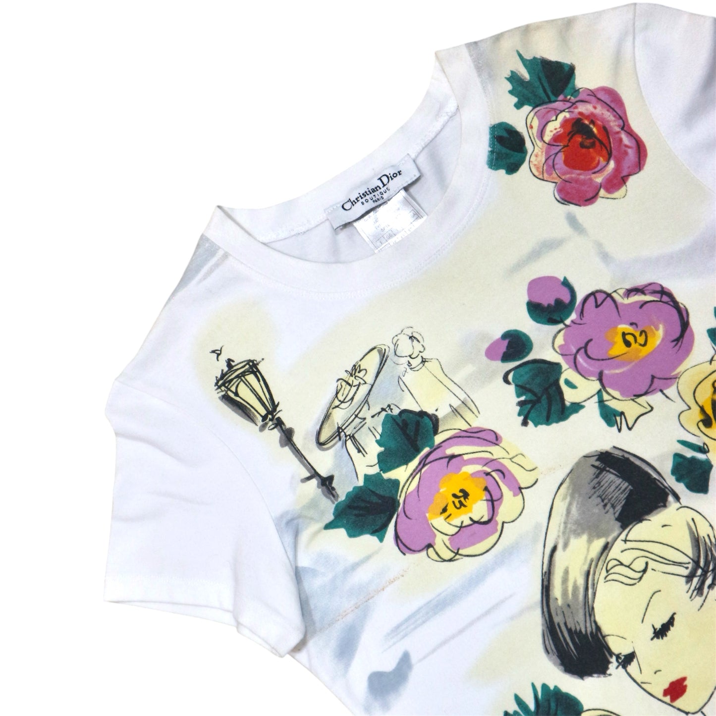 CHRISTIAN DIOR FLORAL WHITE TOP