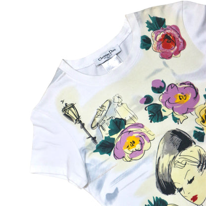 CHRISTIAN DIOR FLORAL WHITE TOP