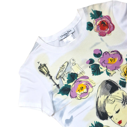 CHRISTIAN DIOR FLORAL WHITE TOP