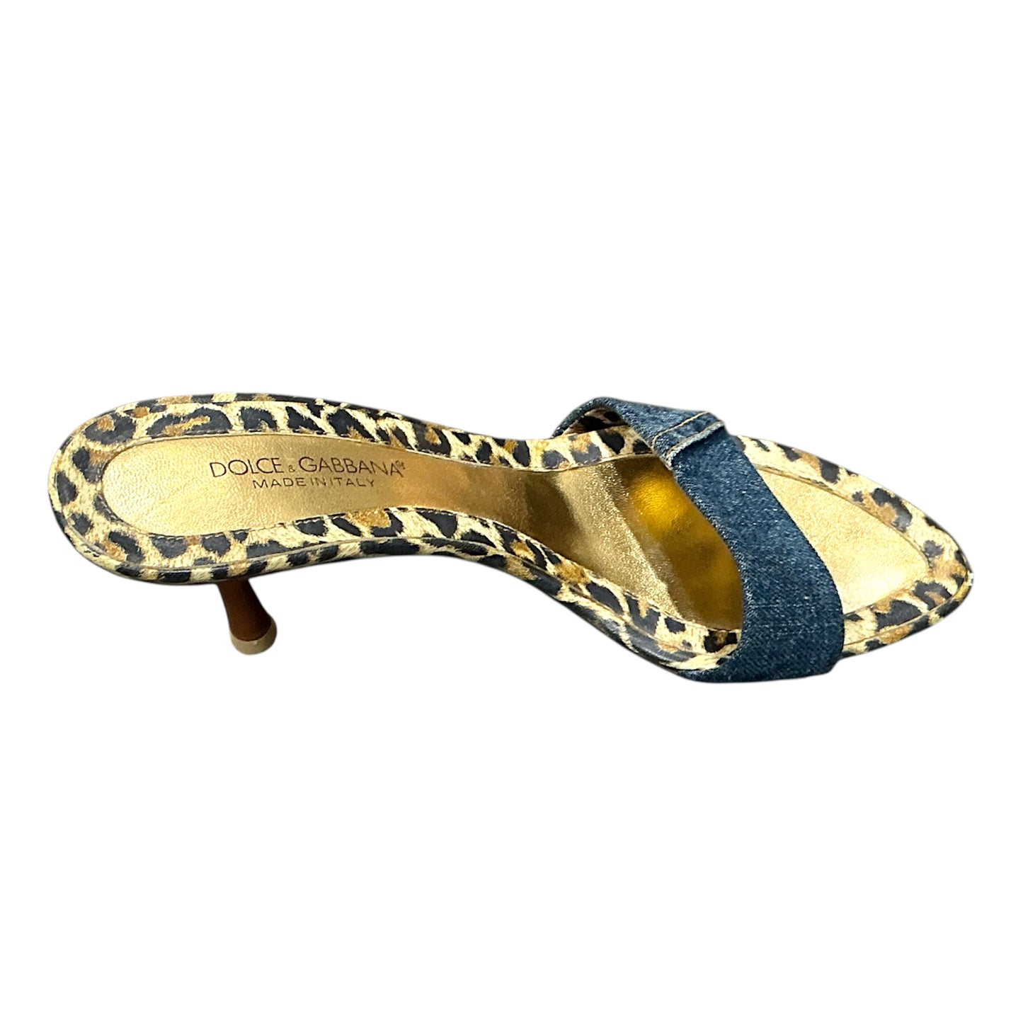 DOLCE & GABBANA LEOPARD CANVAS DENIM MULES