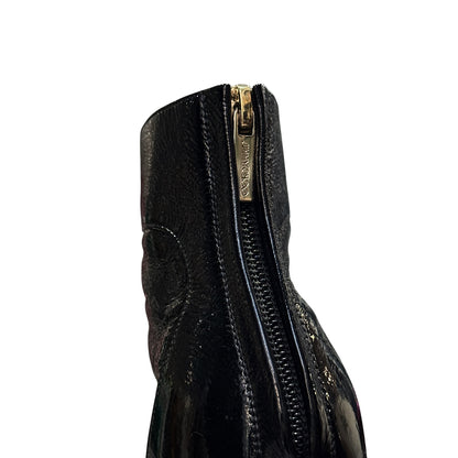 JIMMY CHOO BLACK CUT OUT PATENT LEATHER BOOTS