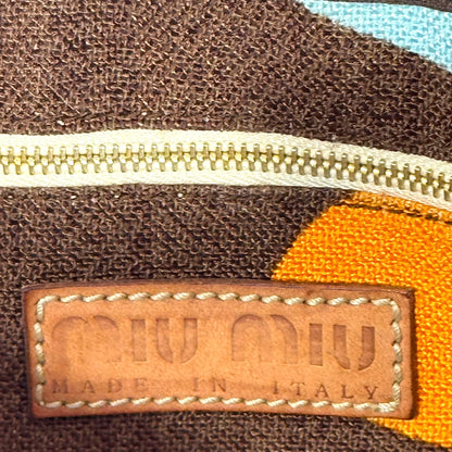 MIU MIU 2000S BROWN CHERRY PRINTS CANVAS SHOULDER BAG