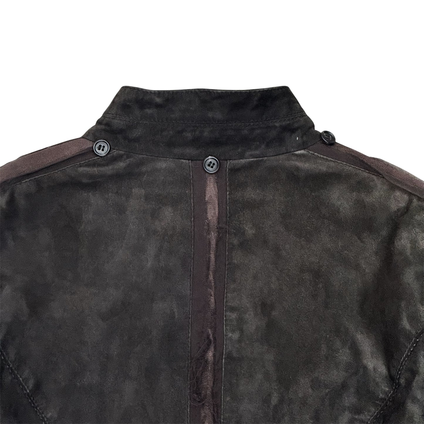 ROBERTO CAVALLI BROWN SUEDE RUFFLED JACKET