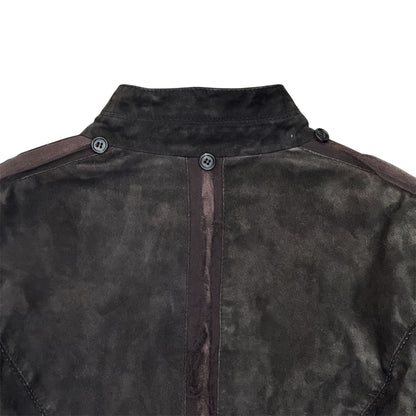 ROBERTO CAVALLI BROWN SUEDE RUFFLED JACKET