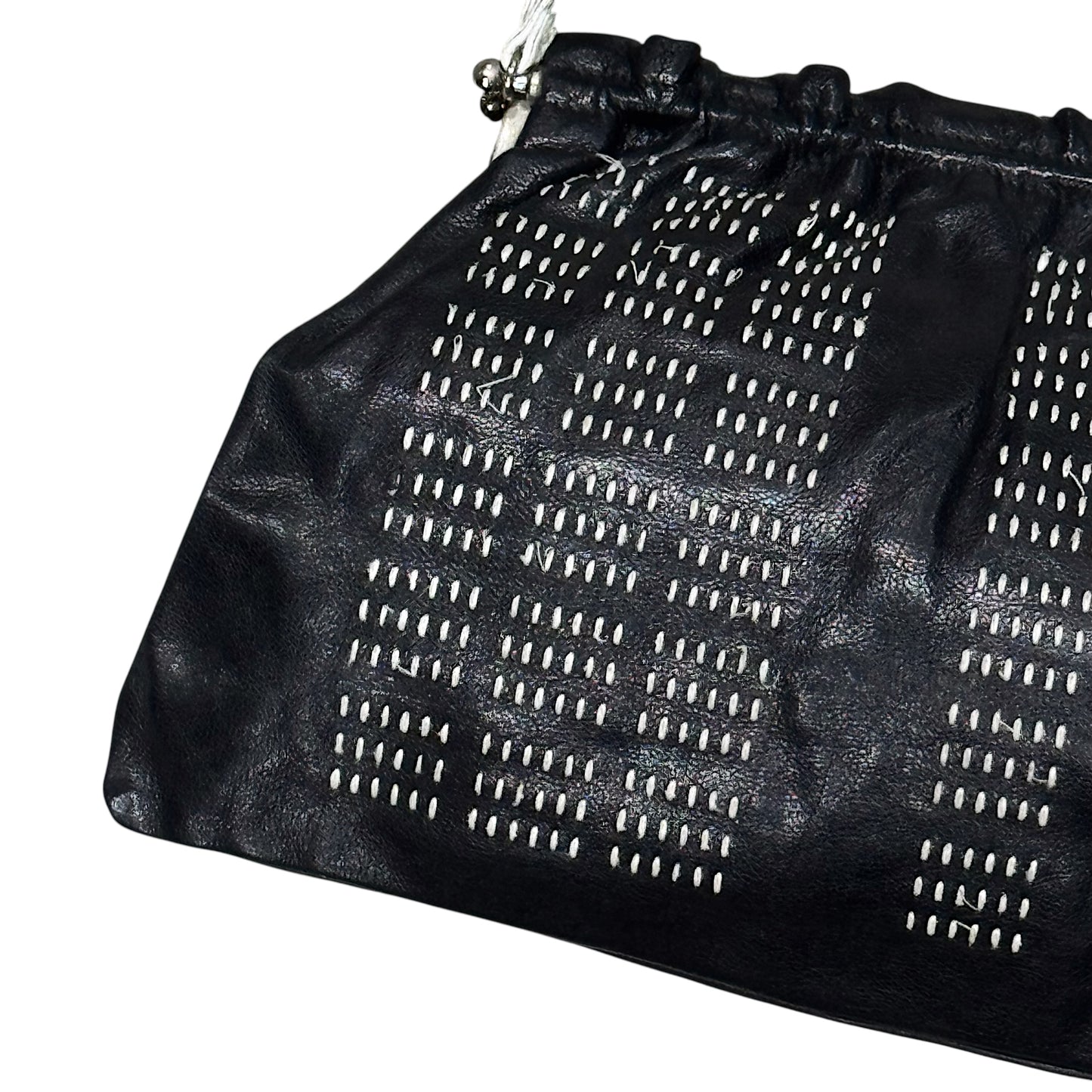 MIU MIU2000S BLACK&WHITE STITCHES SHOULDER BAG
