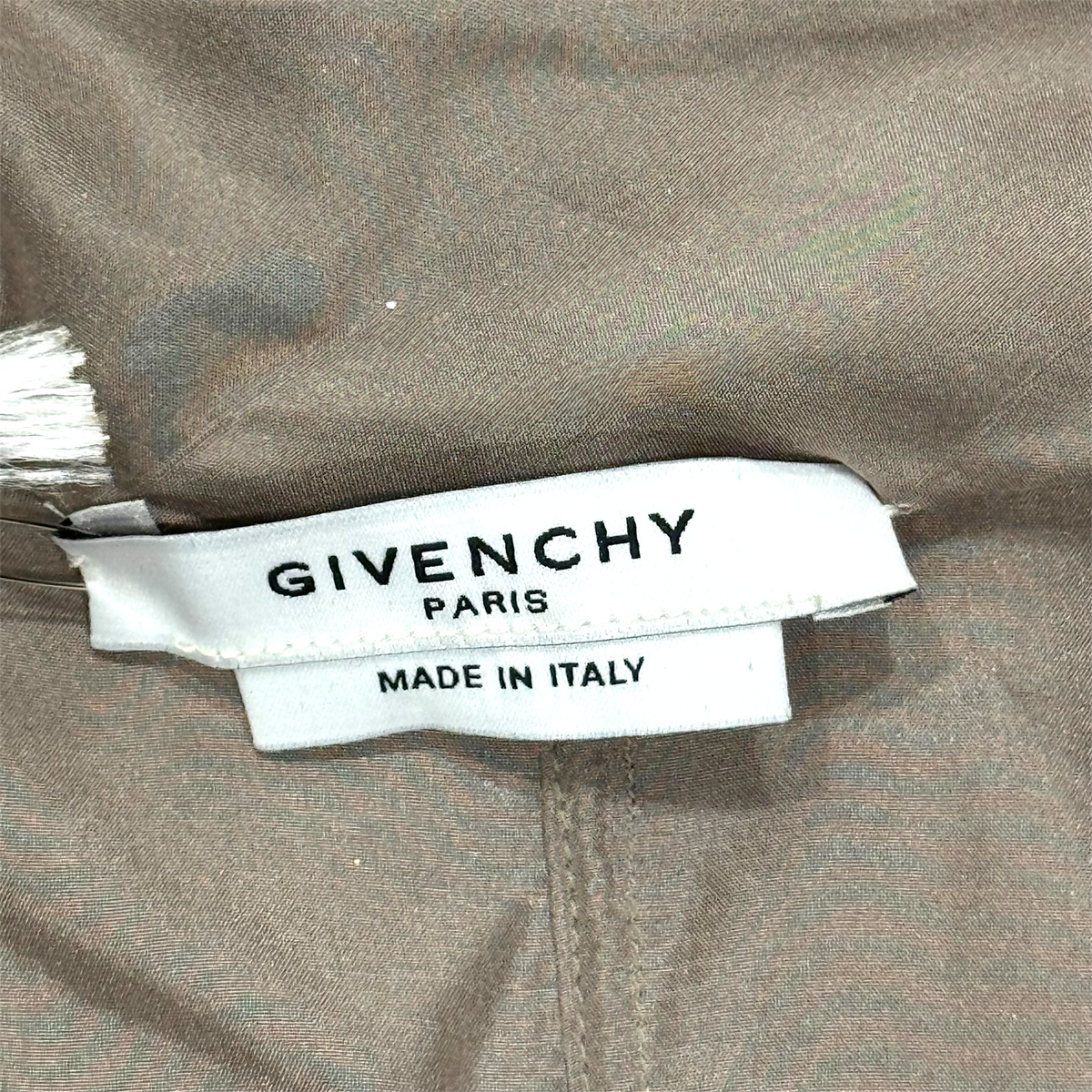 GIVENCHY TAUPE DRAPE SILK SCARF TOP
