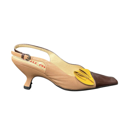 MIU MIU YELLOW ROSE KITTEN HEELS