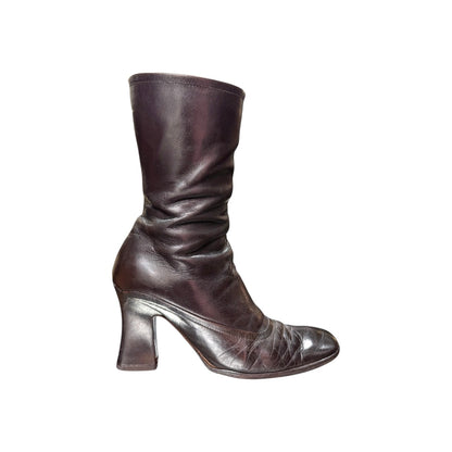 PRADA SQUARE TOE LEATHER BOOTS