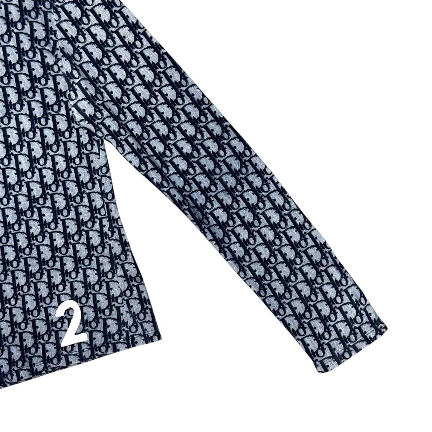 CHRISTIAN DIOR NAVY TROTTER MONOGRAM LONG SLEEVE TOP