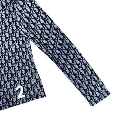 CHRISTIAN DIOR NAVY TROTTER MONOGRAM LONG SLEEVE TOP
