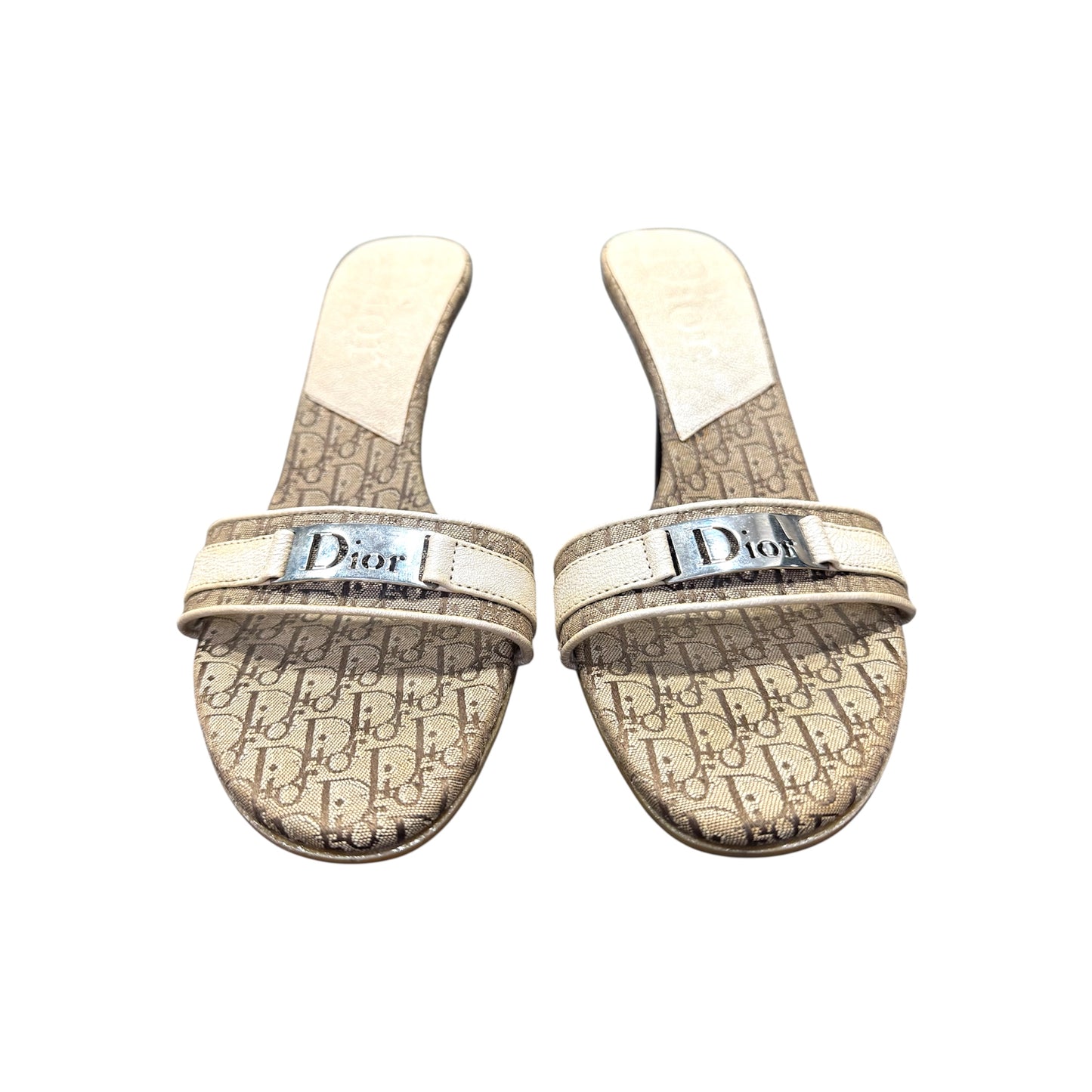 CHRISTIAN DIOR BROWN MONOGRAM MULES