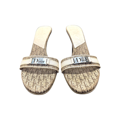 CHRISTIAN DIOR BROWN MONOGRAM MULES