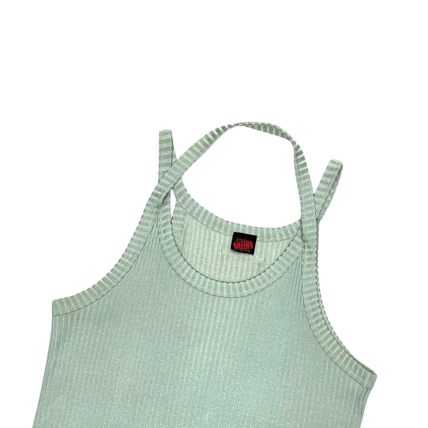 JEAN PAUL GAULTIER MINT RIBBED HALTER TANK TOP