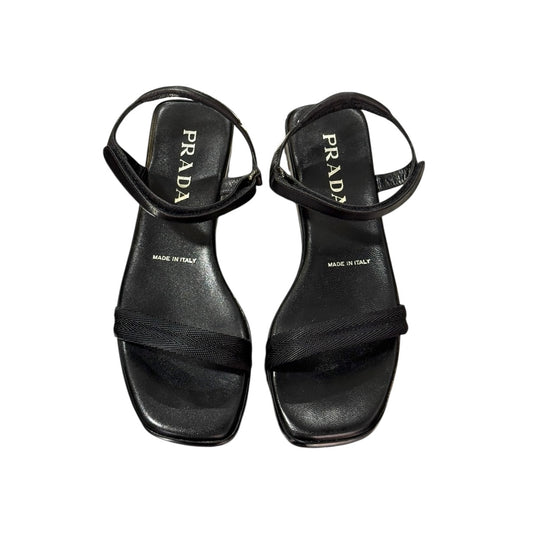 PRADA BLACK LEATHER SANDALS