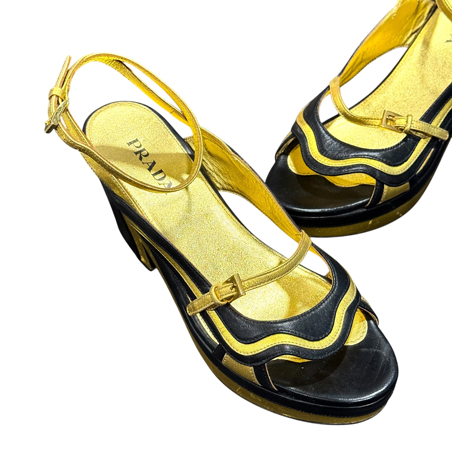 PRADA GOLDEN PLATFORM HEELS S/S2008