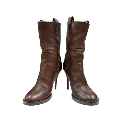 HAIDER ACKERMANN WESTERN BROWN LEATHER BOOTS