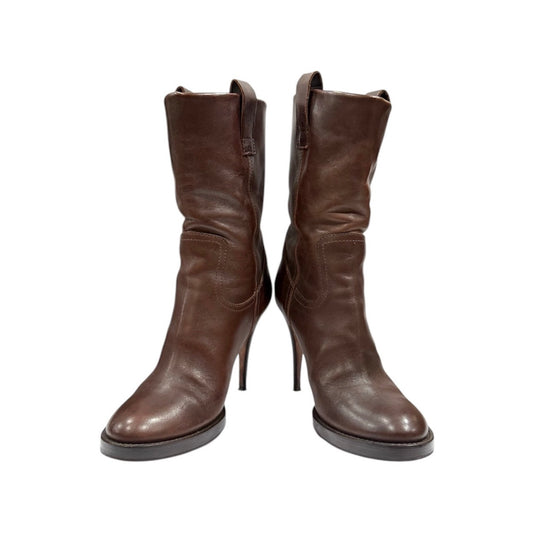 HAIDER ACKERMANN WESTERN BROWN LEATHER BOOTS