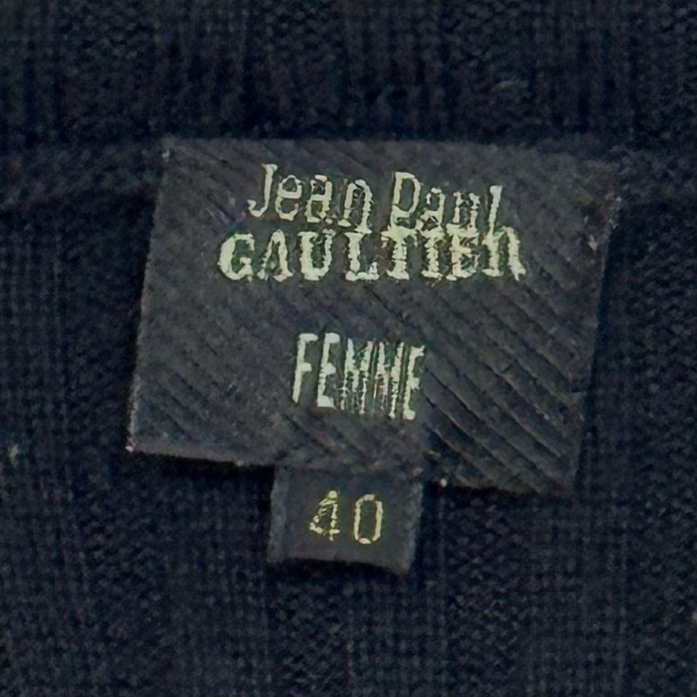 JEAN PAUL GAULTIER RIBBED OFF SHOULDER CARDIGAN TOP