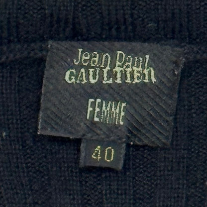 JEAN PAUL GAULTIER RIBBED OFF SHOULDER CARDIGAN TOP
