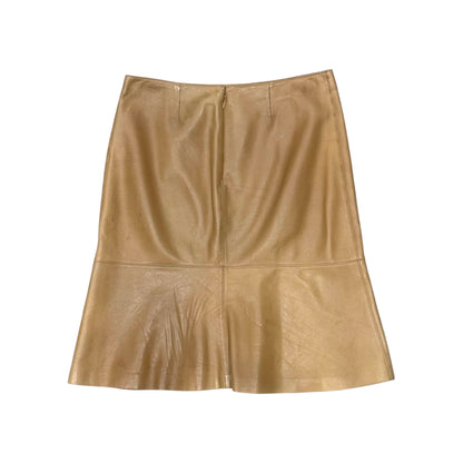 CHANEL FLARED TAN LEATHER SKIRT
