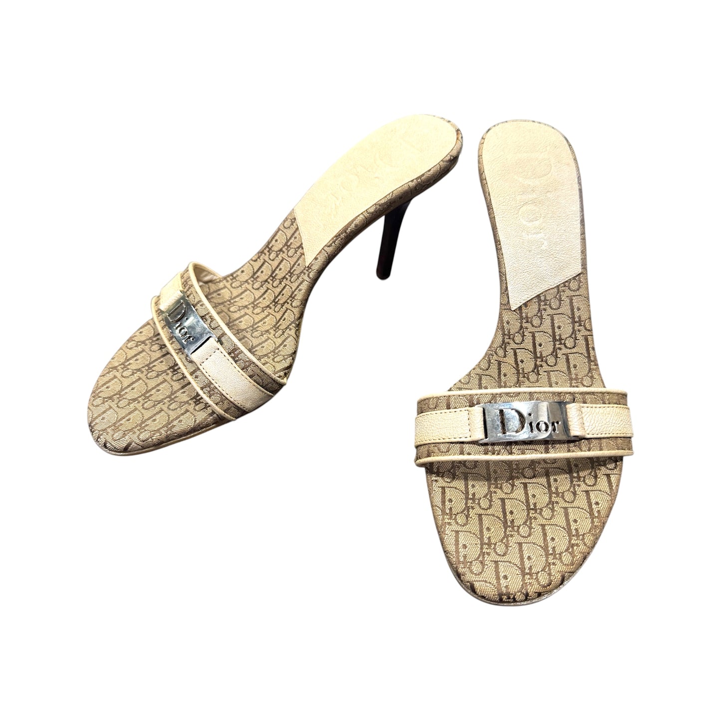 CHRISTIAN DIOR BROWN MONOGRAM MULES