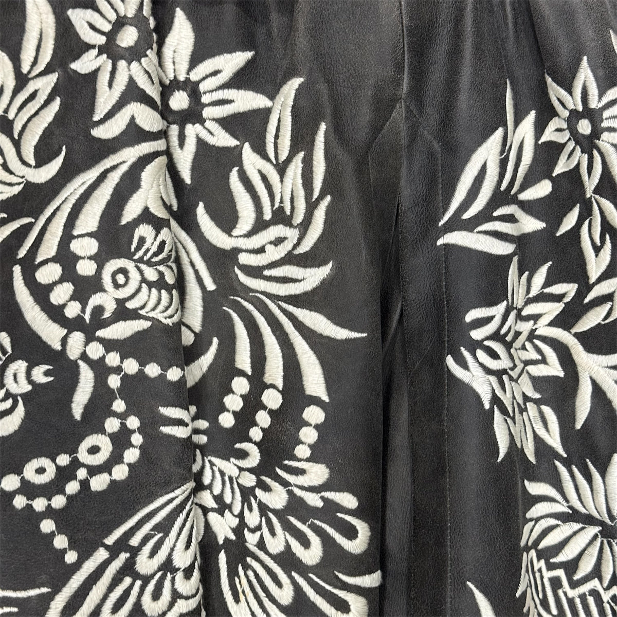 JOHN GALLIANO EMBROIDERED WRAPPED LEATHER SKIRT