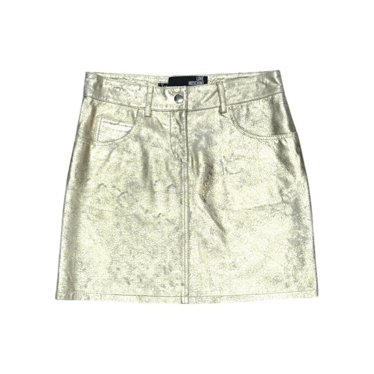 MOSCHINO GOLD METALLIC LEATHER SKIRT