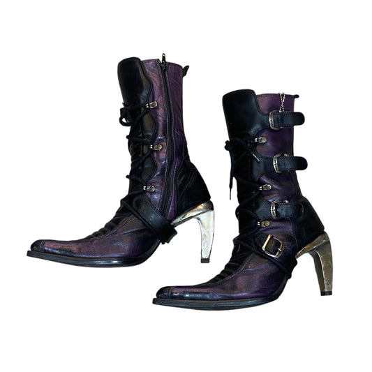 New Rock X Vintage PURPLE METALLIC Heels Boots