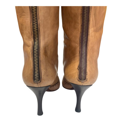 PRADA TAN STITCHING WORK BOOTS