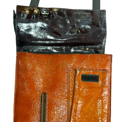 MIU MIU FW1999 BROGUE PATENT LEATHER MESH VELCRO CROSSBODY BAG