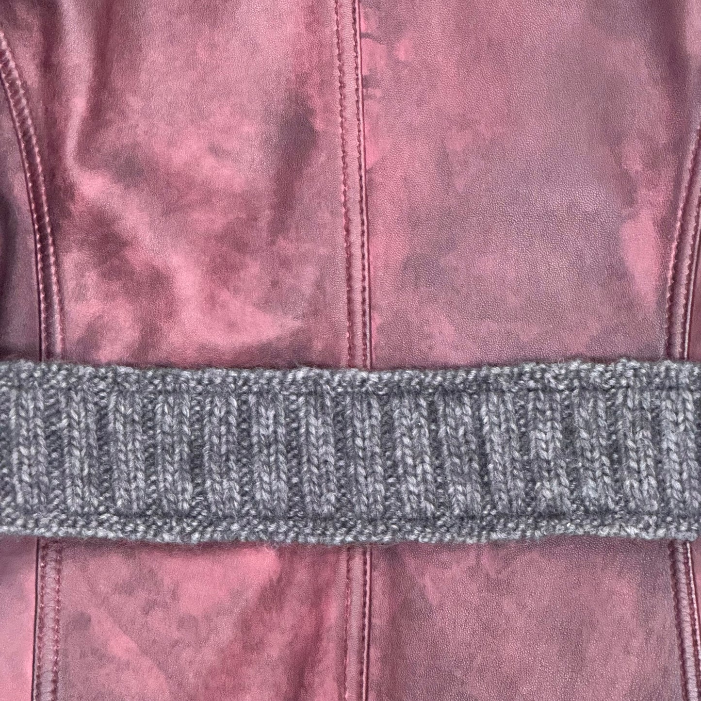 DOLCE & GABBANA 2000S RIBBED KNIT BURGUNDY LEATHER JACKET