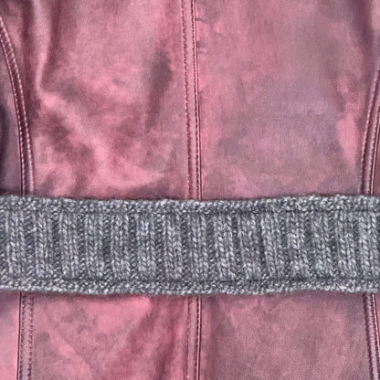 DOLCE & GABBANA 2000S RIBBED KNIT BURGUNDY LEATHER JACKET