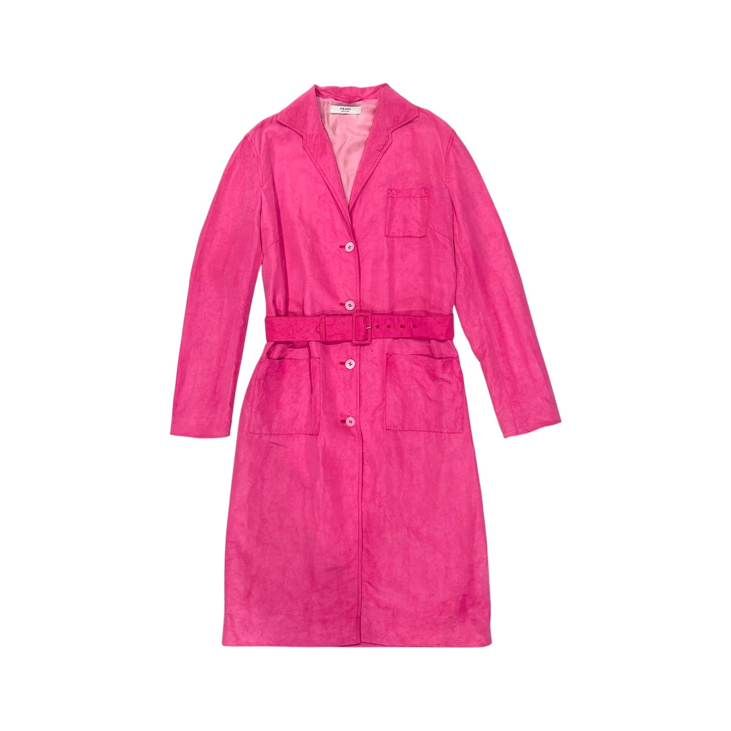PRADA PINK SILK WITH BELT COAT