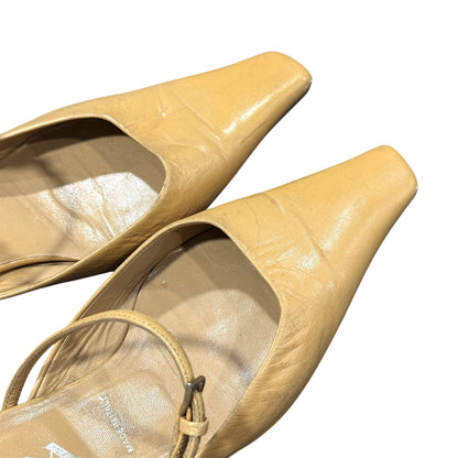 PRADA 2000S TAN BUCKLED MULES