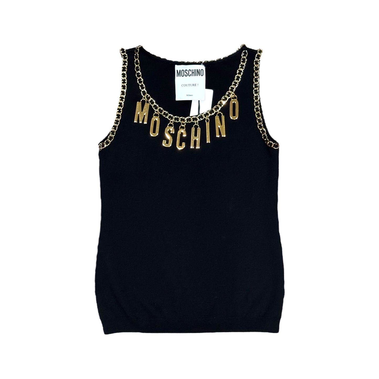 MOSCHINO COUTURE GOLD CHAIN KNIT VEST