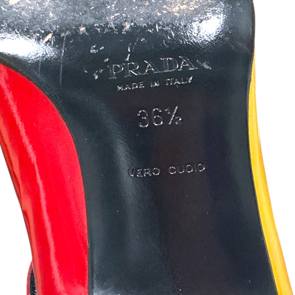 PRADA FW1998 TWO TONE YELLOW MARY JANE PUMPS