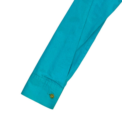 VIVIENNE WESTWOOD PLEATED TURQUOISE BLOUSE SHIRT