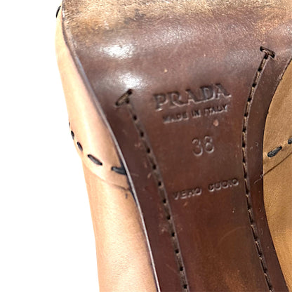 PRADA TAN STITCHING WORK BOOTS