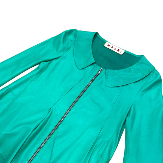 MARNI TURQUOISE GREEN LEATHER JACKET