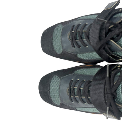 PRADA GREEN ORANGE BUCKLED SNEAKER