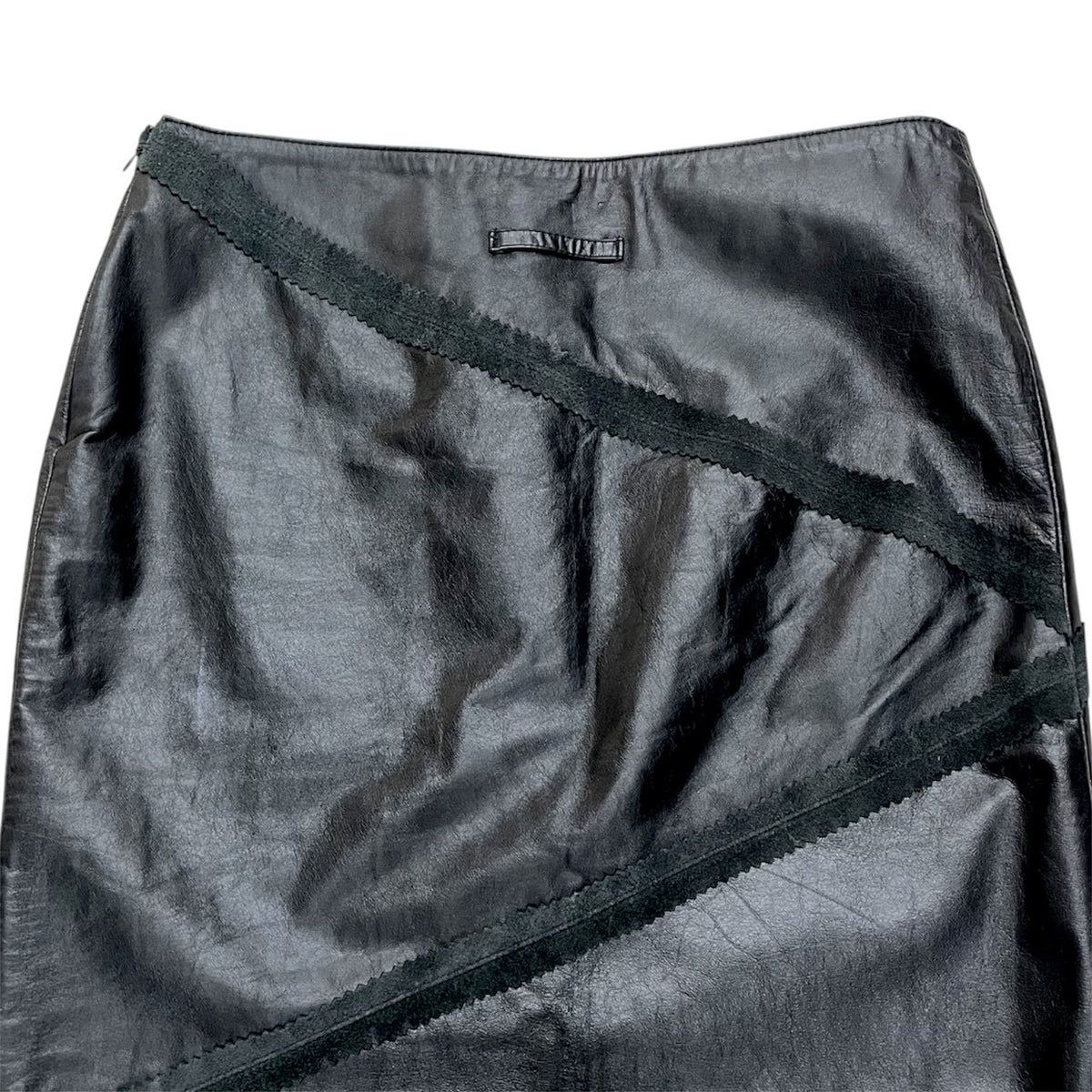 JEAN PAUL GAULTIER BLACK FLARED LEATHER SKIRT