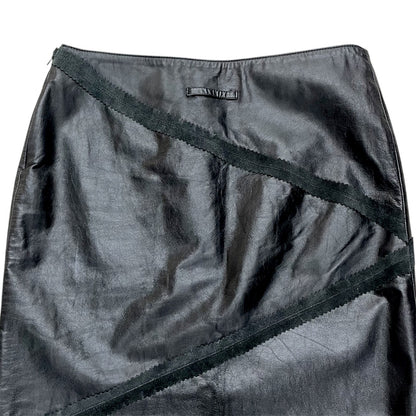 JEAN PAUL GAULTIER BLACK FLARED LEATHER SKIRT